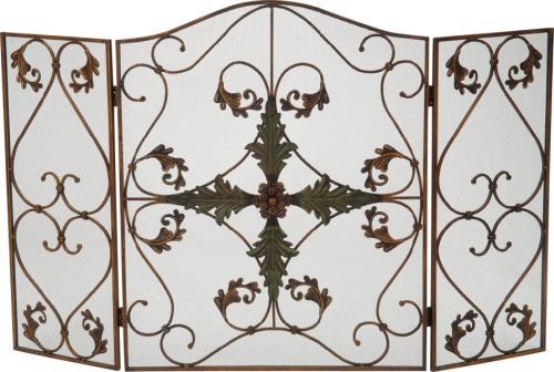 Antique Copper/Patina 3 Fold Arched Panel Screen - 31.5 inch