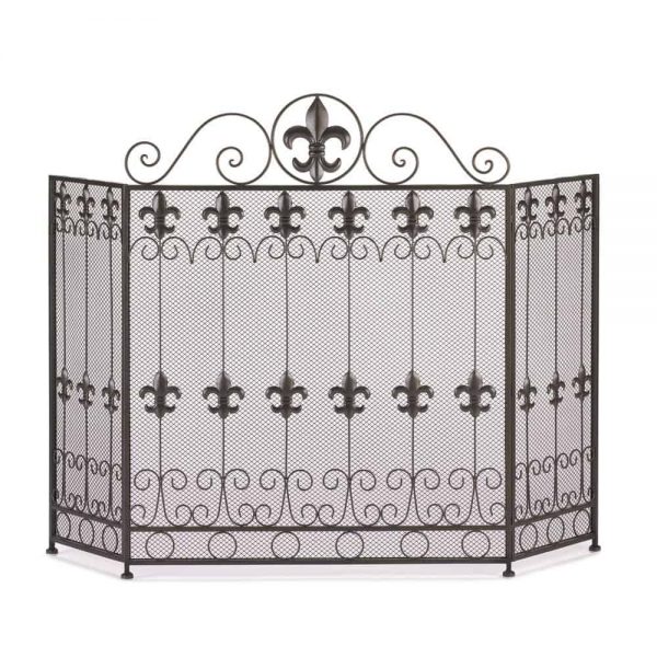Antique Fireplace Screen, Decorative Iron French Revival Fireplace Screens Black 1