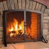 Arched Top Flat Guard Fireplace Fire Screen with Doors