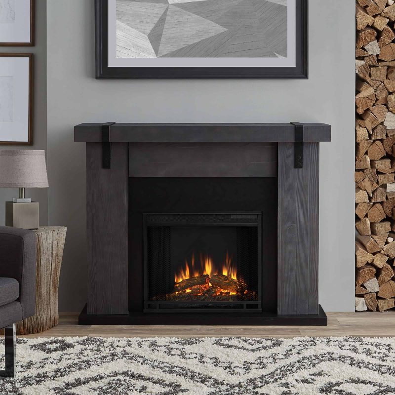 Aspen Electric Fireplace in Gray Barnwood by Real Flame