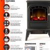 Aspen Free Standing Electric Fireplace Stove by e-Flame USA - Black 13