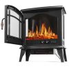 Barton 1500W Electric Stove Heater Infrared Quartz Fireplace 3D Flame Log Stove Firebox, Black 6