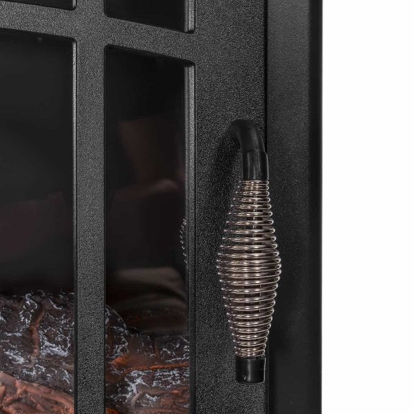 Barton 1500W Electric Stove Heater Infrared Quartz Fireplace 3D Flame Log Stove Firebox, Black 4