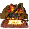 Barton 18-inch Fireplace Log Grate Split Oak Wood Vented Natural Gas Fire Logs ANSI Burner