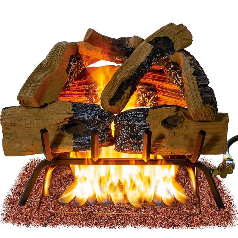 Barton 18 Inch Fireplace Log Grate Split Oak Wood Vented Natural Gas
