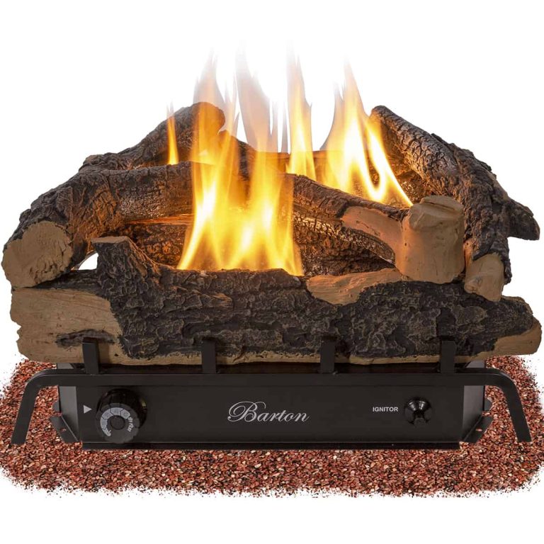 Barton 24" Fireplace Log Adjustable Flame Grate Split Oak VentFree