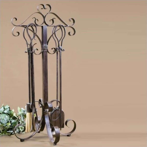 Beaumont Lane Metal Fireplace Tools in Cocoa Brown (Set of 5) 1