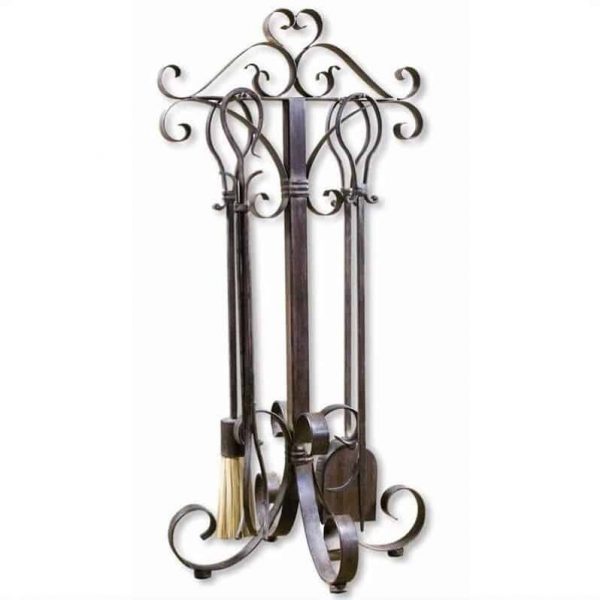 Beaumont Lane Metal Fireplace Tools in Cocoa Brown (Set of 5)