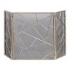 Beaumont Lane Modern Fireplace Screen in Antiqued Silver