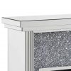 Benzara BM196008 Wood & Mirror Electric Fireplace with Faux Crystals Inlay, Clear & Black 3