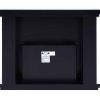 Benzara BM196009 Wood & Mirror Electric Fireplace with Faux Crystal Dusted Face, Clear & Black 4