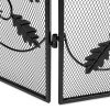 Best Choice Products 3-Panel 50x30in Steel Metal Mesh Fireplace Screen w/ Rustic Worn Finish, Scroll Leaf Decals 9