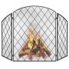 Best Choice Products 3-Panel 50x30in Wrought Iron Mesh Fireplace Screen