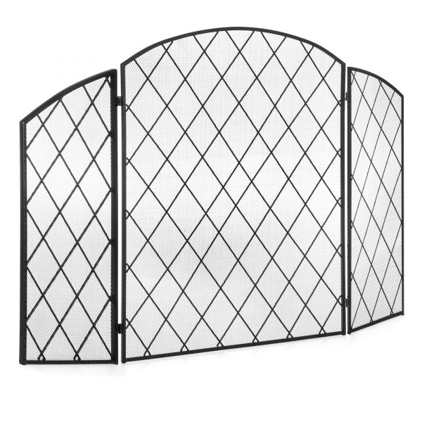 Best Choice Products 3-Panel 50x30in Wrought Iron Mesh Fireplace Screen, Spark Guard Protector Gate w/ Folding Panels 1