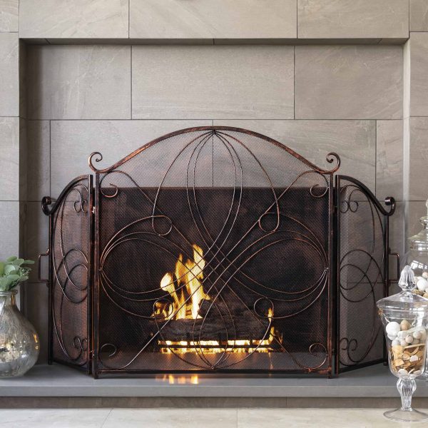 Best Choice Products 3-Panel 55x33in Wrought Iron Fireplace Safety Screen Decorative Scroll Spark Guard Cover 1