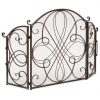 Best Choice Products 3-Panel 55x33in Wrought Iron Fireplace Safety Screen Decorative Scroll Spark Guard Cover 9