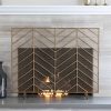Best Choice Products 38x31in Single Panel Handcrafted Iron Chevron Fireplace Screen w/ Distressed Antique Copper Finish 7