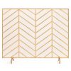 Best Choice Products 38x31in Single Panel Handcrafted Iron Chevron Fireplace Screen w/ Distressed Antique Copper Finish