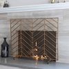 Best Choice Products 38x31in Single Panel Handcrafted Iron Chevron Fireplace Screen w/ Distressed Antique Copper Finish 8