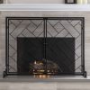 Best Choice Products 44x33in 2-Panel Handcrafted Wrought Iron Decorative Geometric Fireplace Screen w/ Magnetic Doors 7