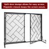 Best Choice Products 44x33in 2-Panel Handcrafted Wrought Iron Decorative Geometric Fireplace Screen w/ Magnetic Doors 9
