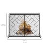 Best Choice Products 44x33in 2-Panel Handcrafted Wrought Iron Decorative Geometric Fireplace Screen w/ Magnetic Doors 12