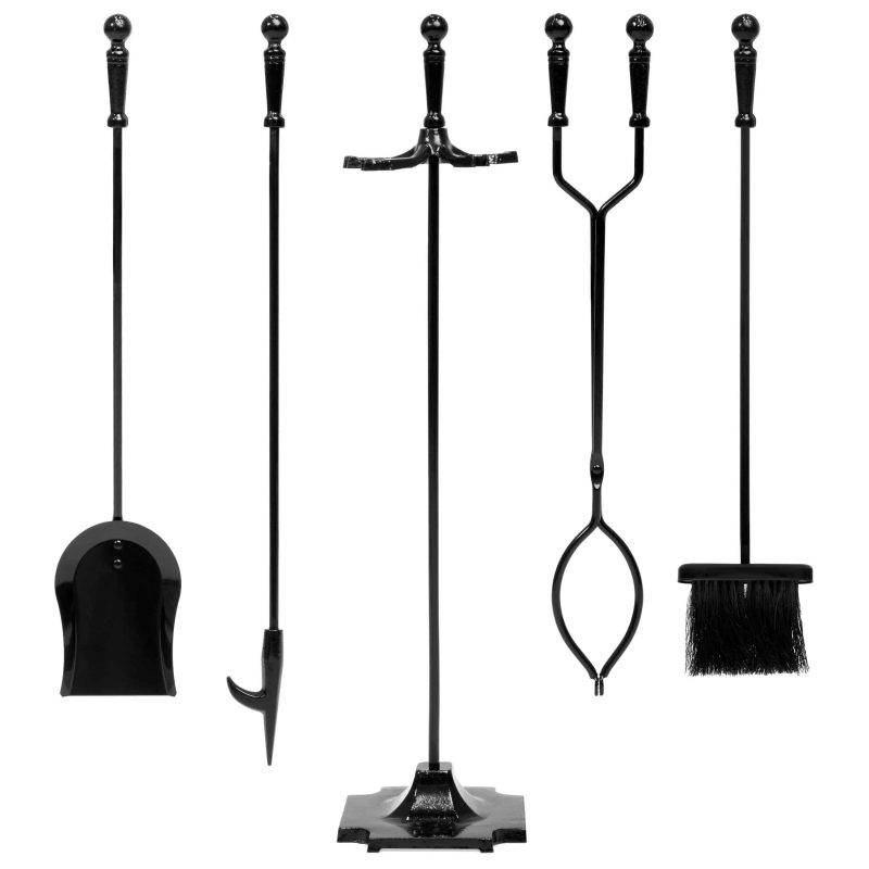 Best Choice Products 5-Piece Indoor Outdoor Fireplace Iron Tool Set w/ Tongs