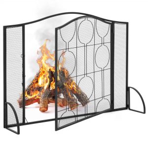 Best Choice Products Single Panel 40x29in Heavy-Duty Steel Mesh Fireplace Screen