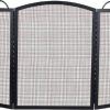 Black 3 Fold Center Wrought Iron Arched Panel Screen - 32.5 inch