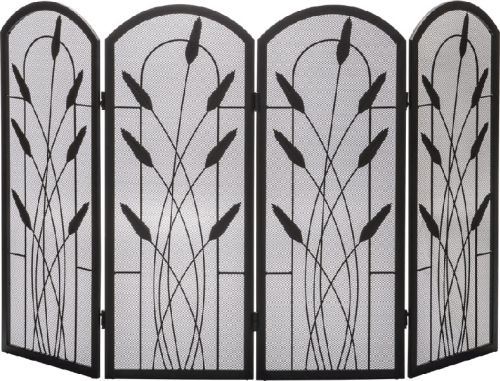 Black 4 Fold Arched Panel Screen with Cotton Tail Design - 30 inch
