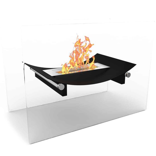 Black Alor Ventless Free Standing Ethanol Fireplace Can Be Used as a Indoor