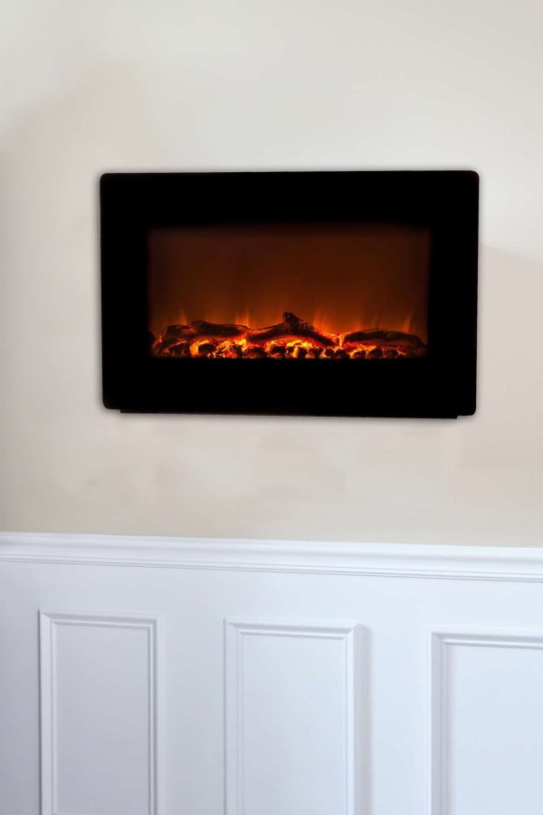 Black Wall Mounted Electric Fireplace 2