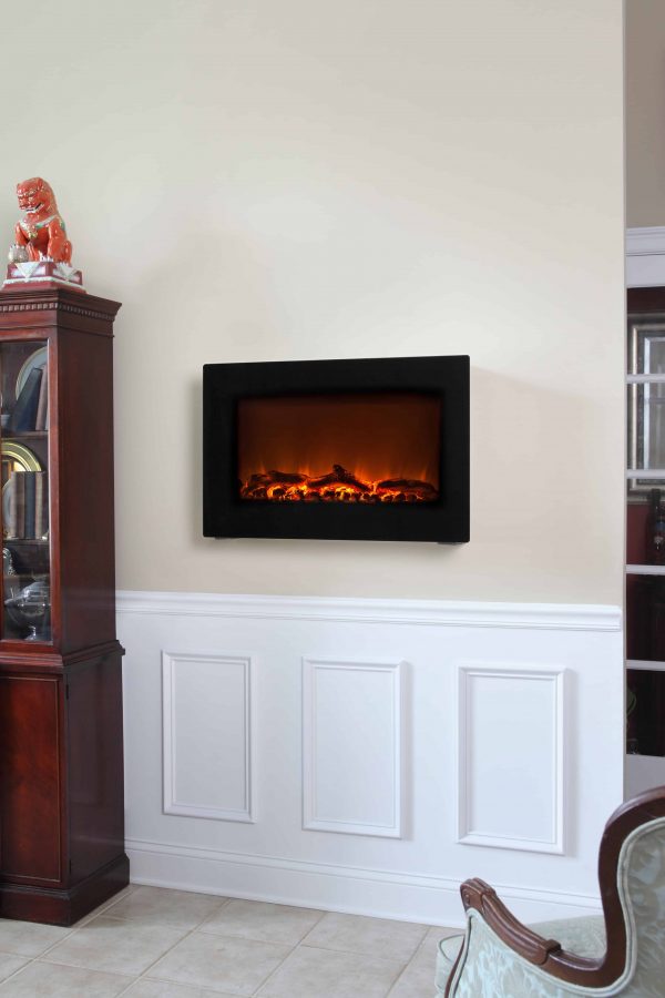 Black Wall Mounted Electric Fireplace 5
