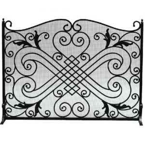 Black Wrought Iron Arched Panel Screen - 33 inch