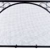 Black Wrought Iron Panel Screen with Scroll Design - 31 inch