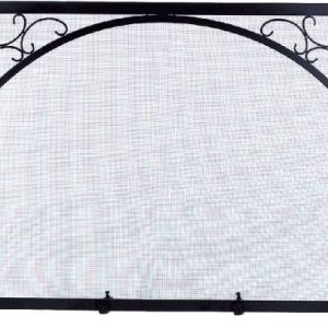 Black Wrought Iron Panel Screen with Scroll Design - 31 inch