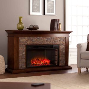 Bodilla Electric Fireplace with Faux Stone