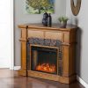 Bofyre Corner Convertible Smart Fireplace w/ Faux Stone Surround