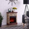 Bold Flame 26 inch Faux Stone Electric Fireplace in Tan/Grey