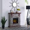 Bold Flame 38 inch Faux Stone Electric Fireplace in Brown/Tan