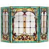 Tiffany-style 3pcs Folding Victorian Fireplace Screen 44x28