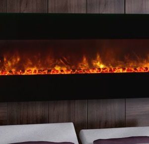 CLX Series Electric Fireplace with Black Glass Front - 80"