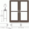 CRL-U.S. Aluminum Bronze Anodized Custom Pair Series 550 Wide Stile Offset Pivot Entrance Doors With Panics for Surface Mount Door Closers