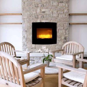 Caesar Fireplace WFP-26C 26-inch Wall Mount Electric Fireplace with stone pebbles and flame effect