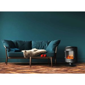 Cambridge 1500W Freestanding Electric Fireplace Heater in Black with Log Display