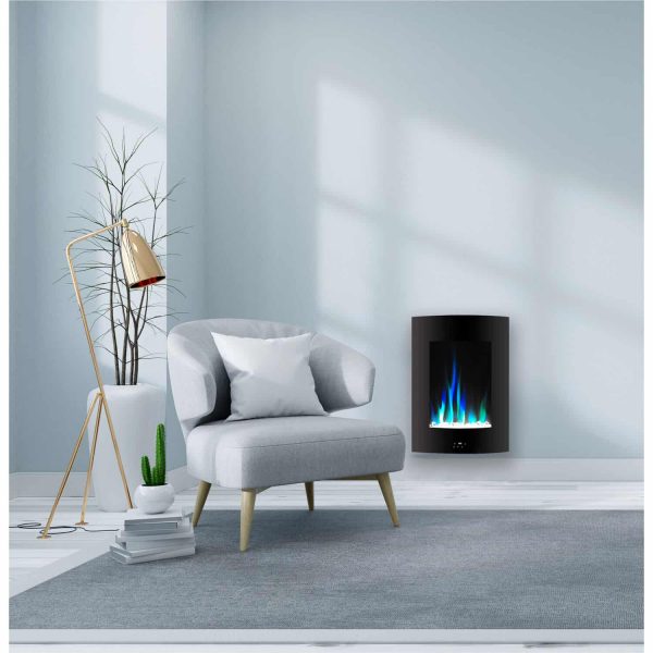 Cambridge 19.5" Vertical Electric Fireplace Heater with Multi-Color LED Flames and Crystal Rock Display 9