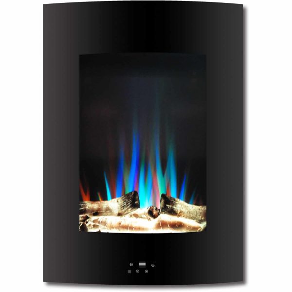 Cambridge 19.5" Vertical Electric Fireplace Heater with Multi-Color LED Flames and Driftwood Log Display 4