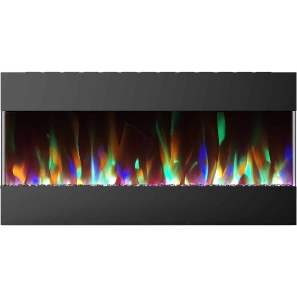 Cambridge 42 In. Recessed Wall Mounted Electric Fireplace with Crystal and LED Color Changing Display