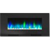 Cambridge 42" Wall-Mount Electric Fireplace Heater with Multi-Color LED Flames and Crystal Rock Display 16