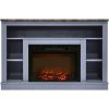 Cambridge 47 In. Electric Fireplace with 1500W Charred Log Insert and A/V Storage Mantel in Slate Blue